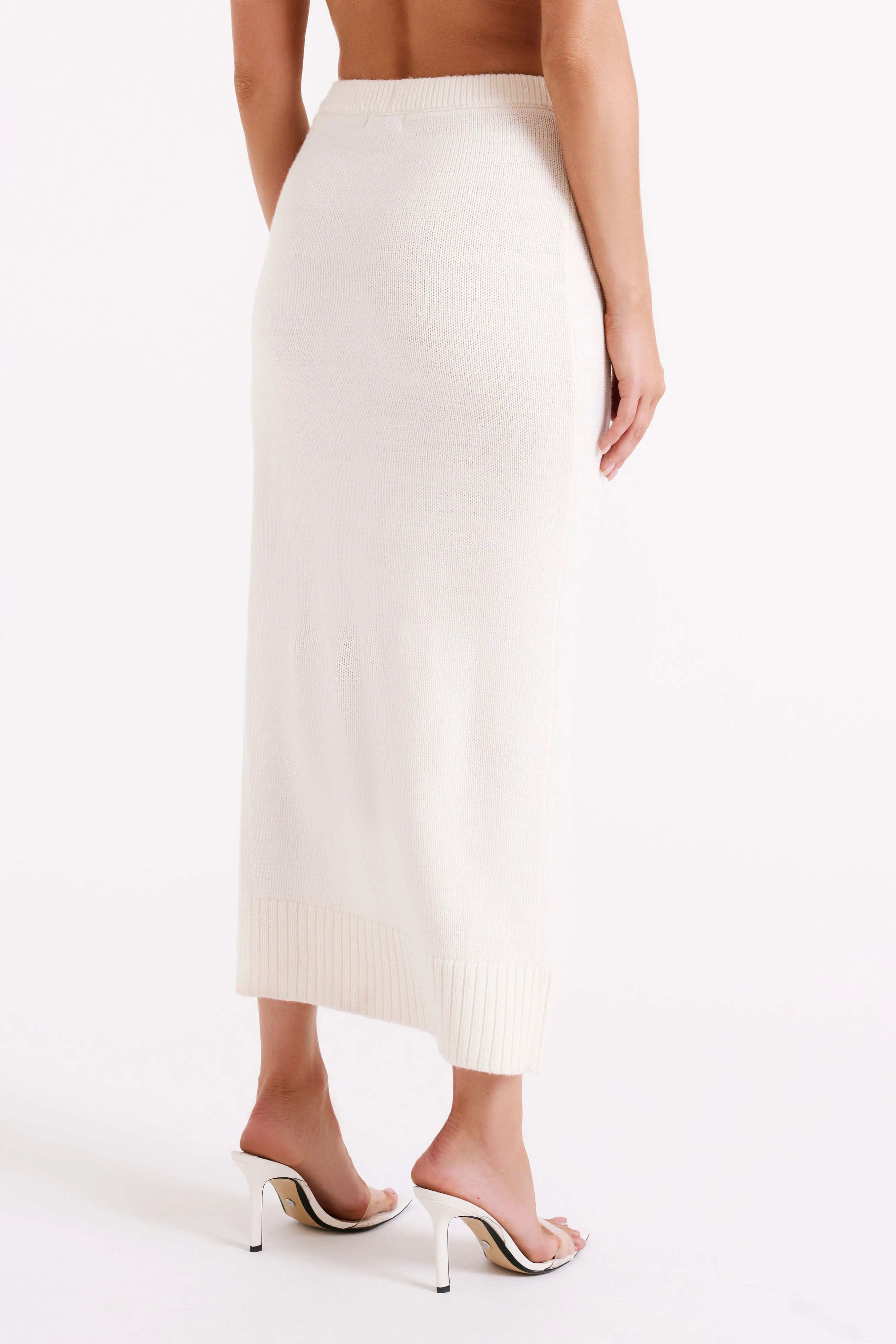 Brittany Knit Midi Skirt - Ivory | MESHKI US