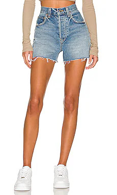 GRLFRND Jules Super High Rise Vintage Short in Wave Hill from Revolve.com | Revolve Clothing (Global)