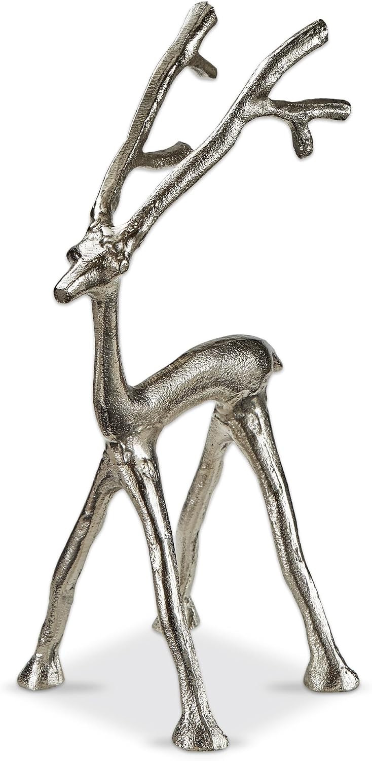 tag Small Cast Aluminum Decorative Reindeer Figurine Christmas Xmas Winter Holidays Festive Home Living Room Fireplace Mantle End Table Kitchen Dining Dinner Table Tabletop Decor Decoration | Amazon (US)