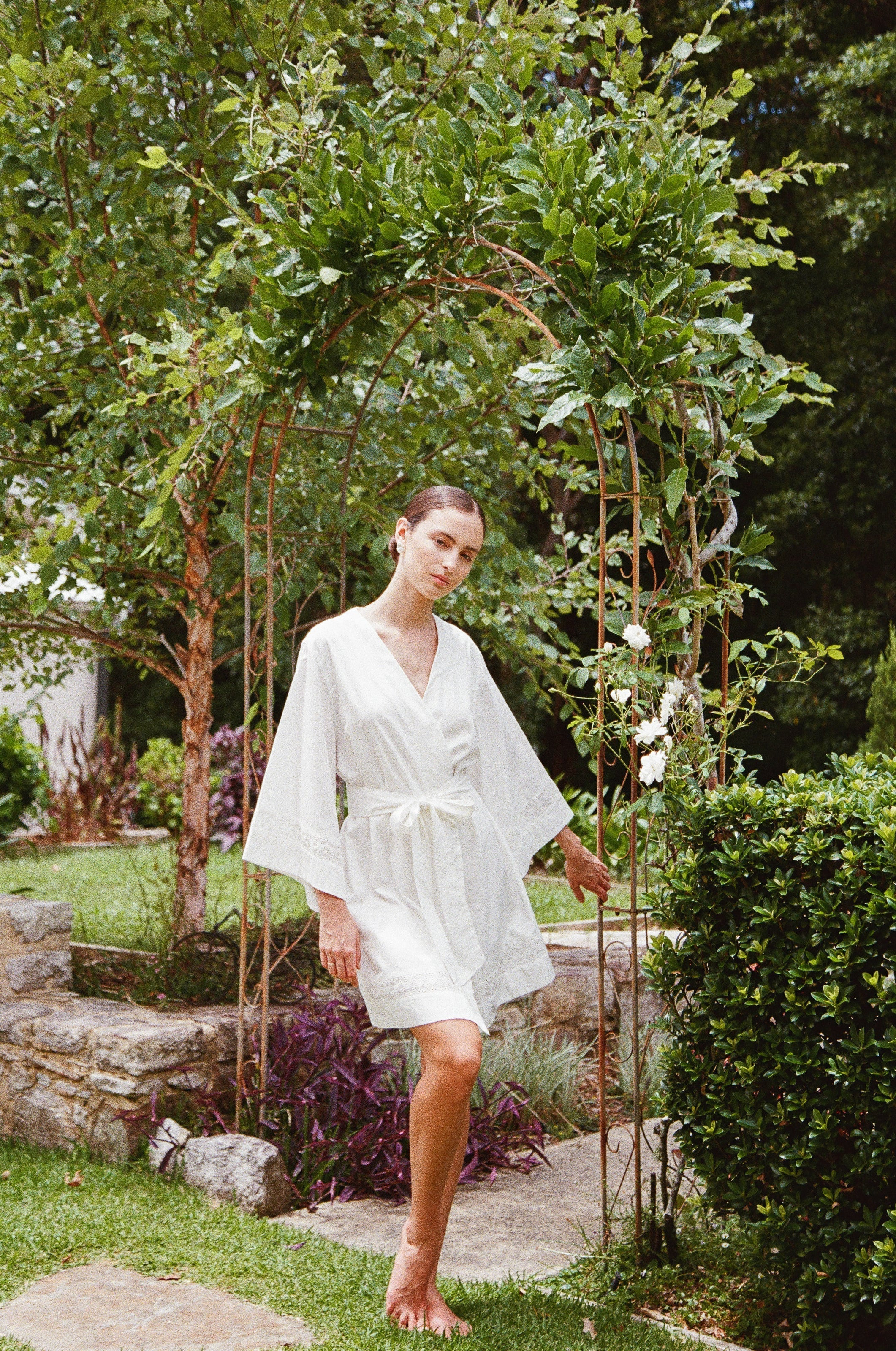 Giselle Bridal Robe - Cotton Modal Off White | Piyama US
