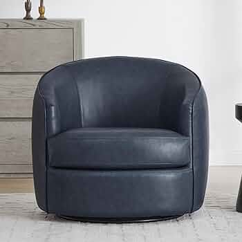 CHITA Swivel Barrel Chair, Modern Comfy Faux Leather Accent Chair for Living Room, Blue | Amazon (US)