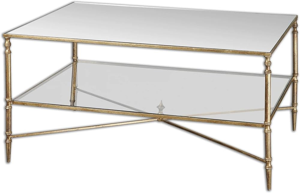 Uttermost Henzler Mirrored Glass Coffee Table, Gold Leaf Finish | Amazon (US)