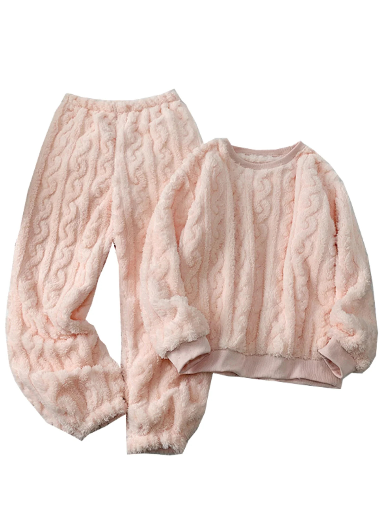 'Esther' Crewneck Coral Fleece PJ Set (3 Colors) | Goodnight Macaroon