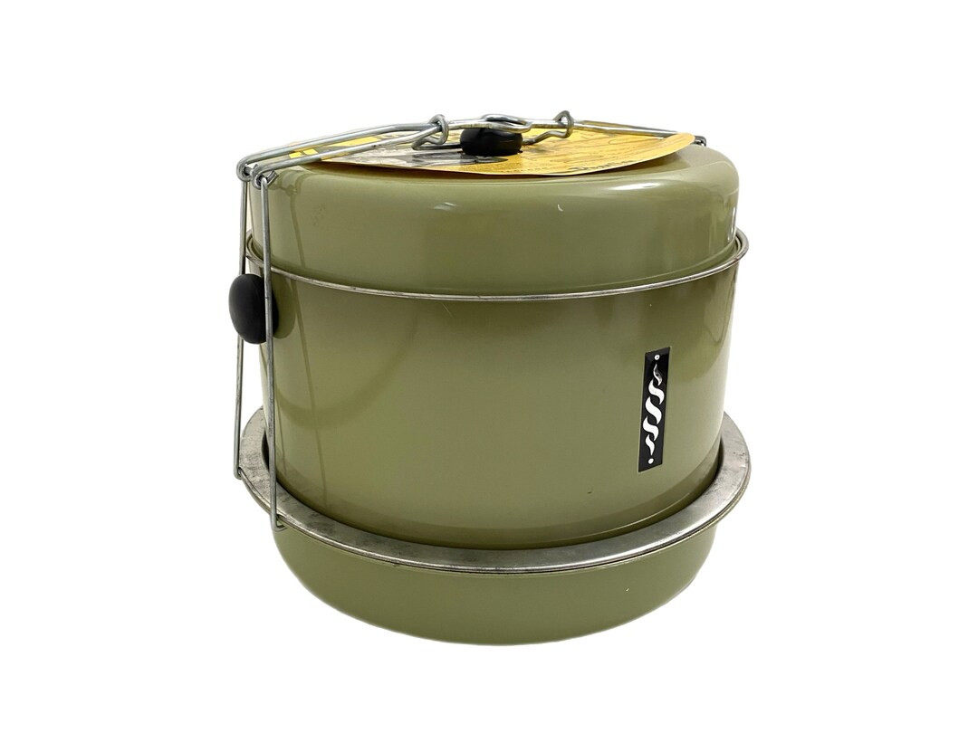 Vintage // Avocado Green Triple Decker Tiered Food Carrier, 3 Tier Cake Stand, Pie Plate, Cassero... | Etsy (US)