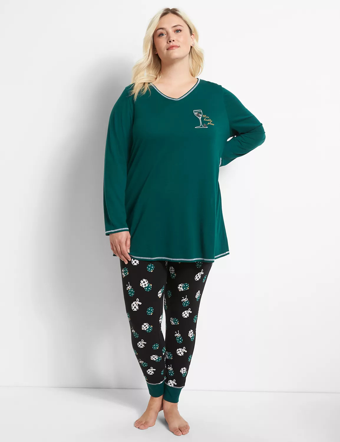 Lane Bryant Women's Long-Sleeve Tee & Legging Pj Set 26/28 More Baubles Please | Lane Bryant (US)