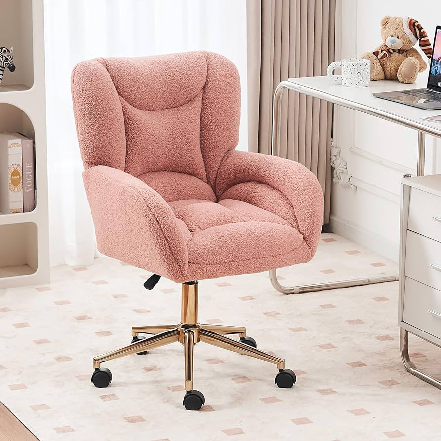 FOXHUNTER Vanity Chair with Ergonomic Back & Wheels, 360° Swivel Accent Chair, Adjustable Height... | Amazon (US)