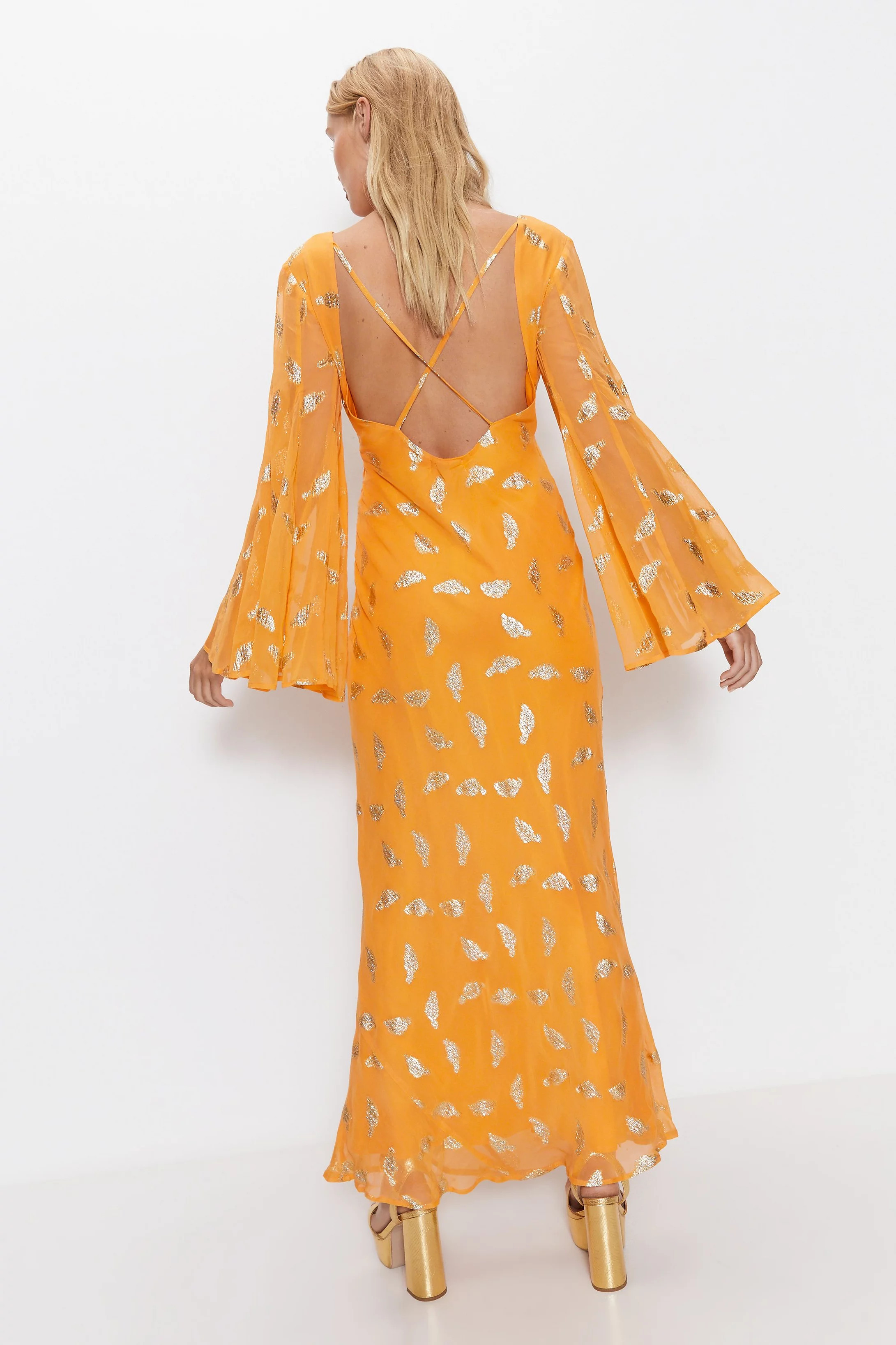 Sparkle Floral Jacquard Plunge Maxi Dress | Warehouse UK & IE