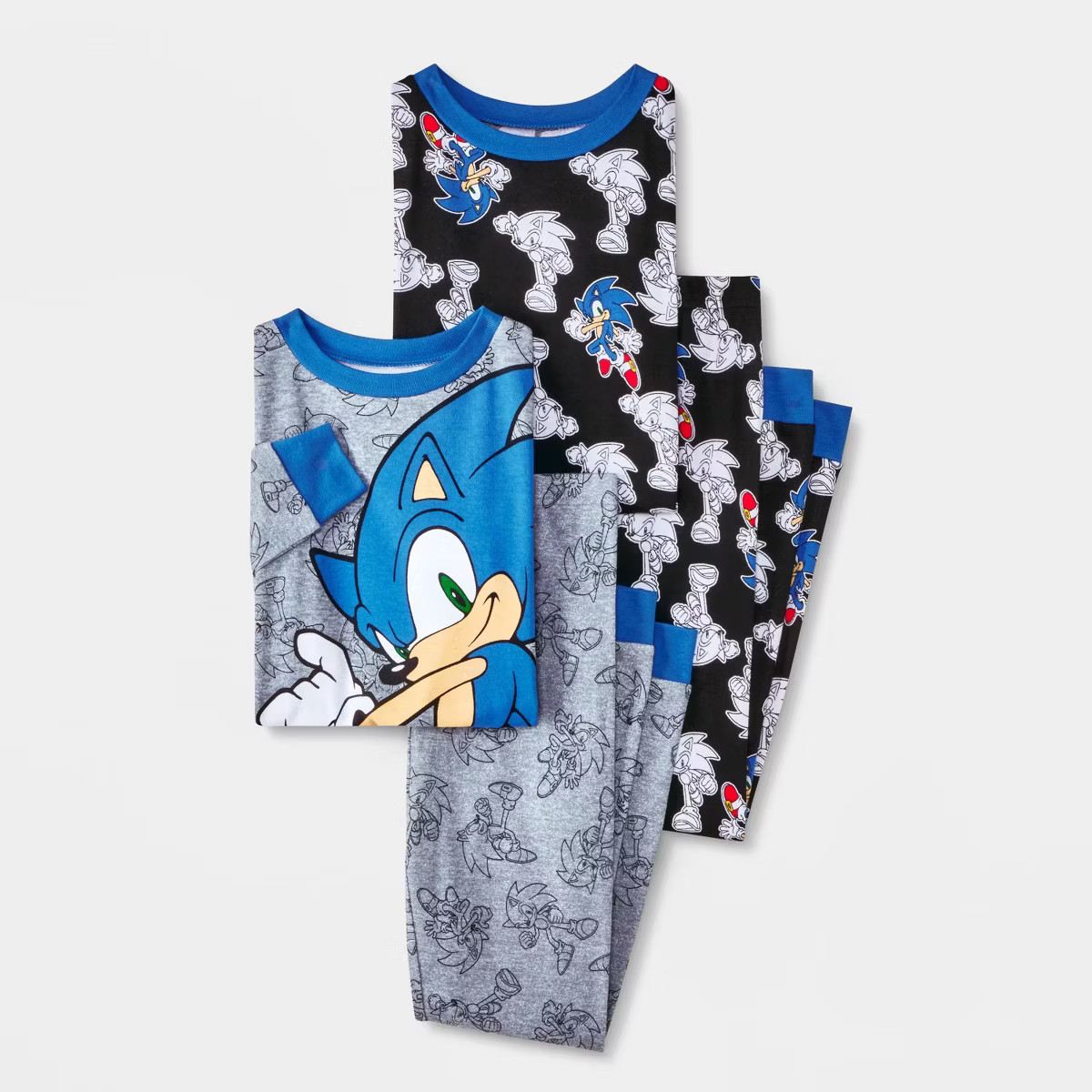 Boys' 4pc Sonic Long Sleeve Pajama Set - Black | Target