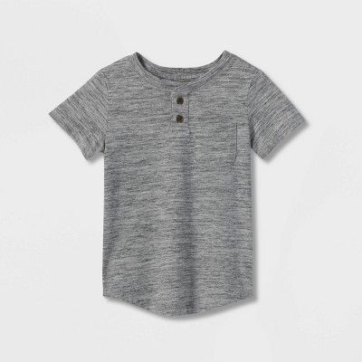 Toddler Boys' Jersey Knit Short Sleeve Henley T-Shirt - Cat & Jack™ Gray | Target