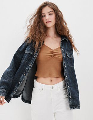 AE Oversized Denim Button-Up Shirt | American Eagle Outfitters (US & CA)