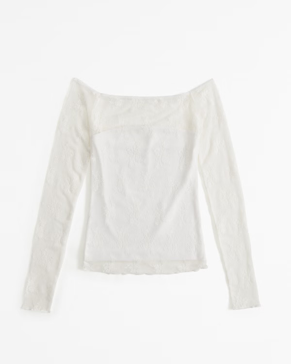 Women's Long-Sleeve Lace Off-The-Shoulder Top | Women's Tops | Abercrombie.com | Abercrombie & Fitch (US)