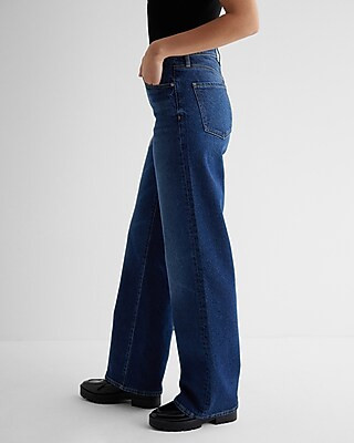 High Waisted Dark Wash Wide Leg Jeans | Express