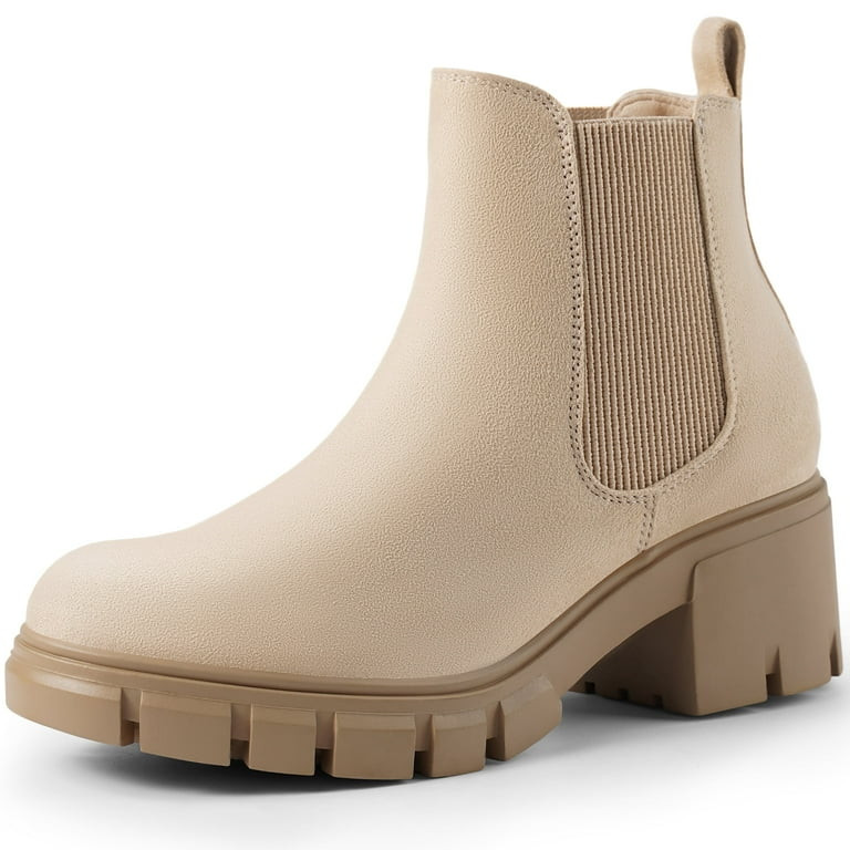 Harvest Land Women's Platform Chelsea Boots Chunky Block Heel Booties Slip on Ankle Boots for Lad... | Walmart (US)