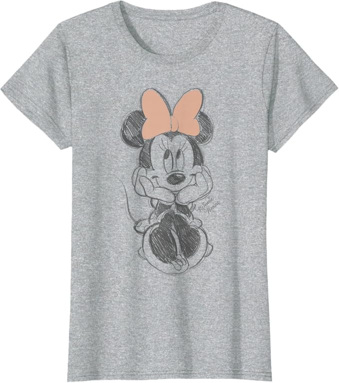 Disney Minnie Mouse Classic Sketch Cute Vintage Portrait T-Shirt | Amazon (US)