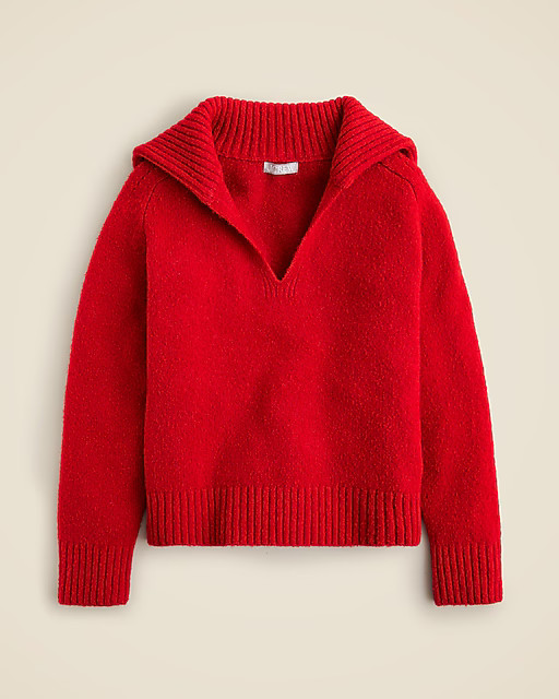 Johnny-collar sweater with ribbed trim | J. Crew US