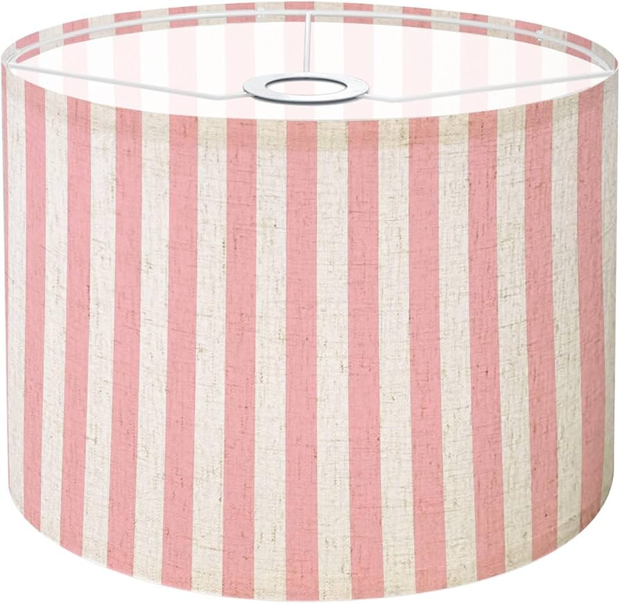 Lamp Shade Pink White Striped Drum Lamp Shades for Table Lamps Floor Lamps Pendant Light 8.9"x11"... | Amazon (US)