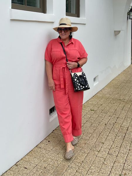 Jumpsuit size 12 runs big size down. I cuffed mine about 3”

Jumpsuit availability is sporty depending on color. You can’t miss on any of these! 

Vacation outfit, spring outfit 

#LTKunder50 #LTKstyletip #LTKSeasonal