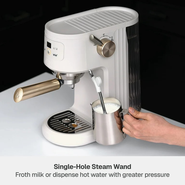 Thyme & Table Barista Mini Espresso Machine with 15-Bar Pressure and Steam Wand, Sand White | Walmart (US)