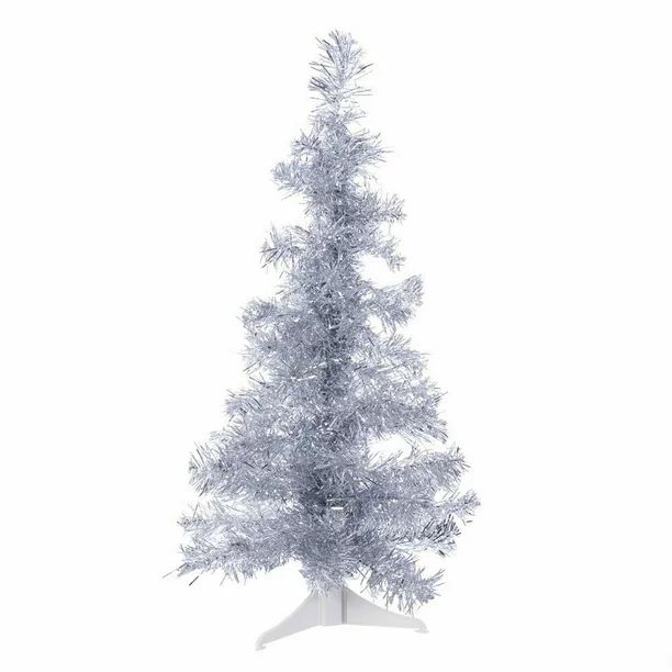 2 feet Small PVC Artificial Christmas Tree Unlit Silver Color - Walmart.com | Walmart (US)