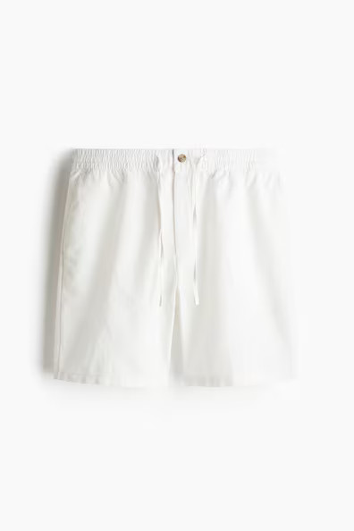 H & M - Regular Fit Linen-Blend Shorts - White | H&M (US + CA)