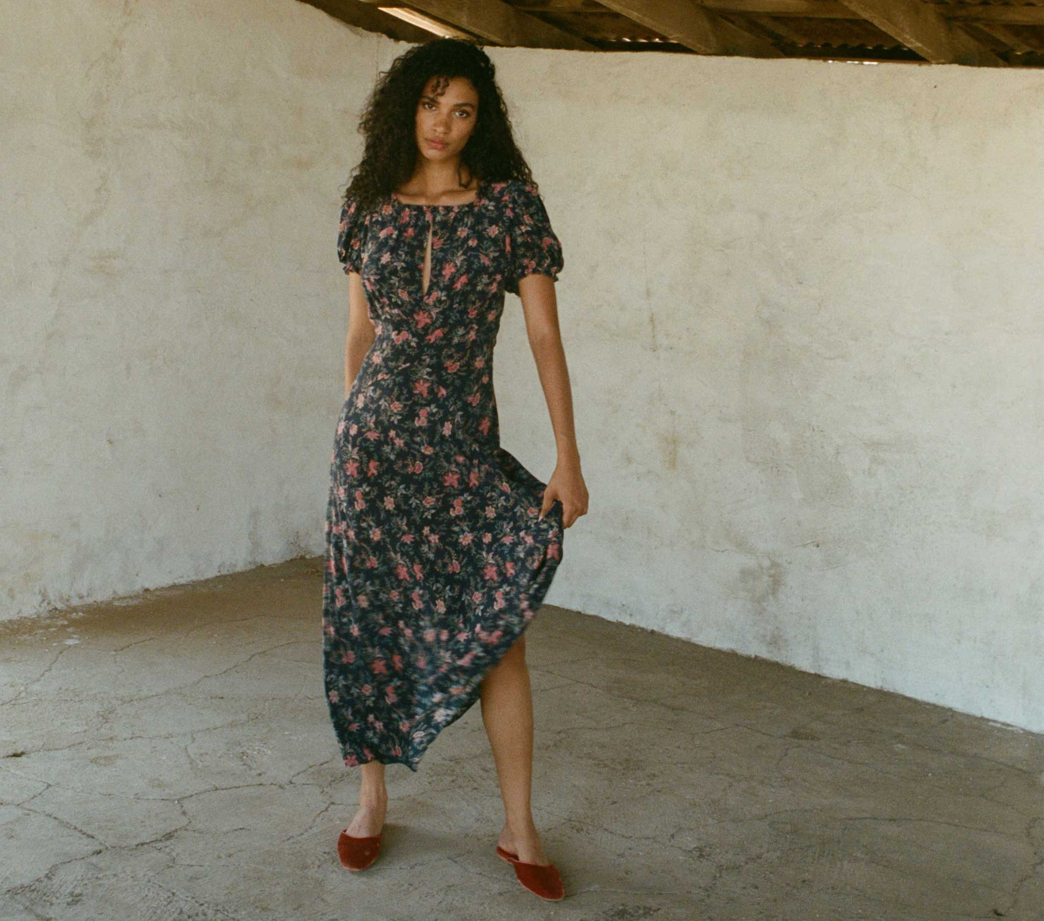 GISELLE DRESS - AEGEAN WINDING VINE FLORAL | DÔEN | DOEN