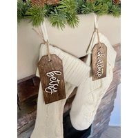 Christmas Stocking Tags, Wooden Custom Name Personalized Tags | Etsy (US)