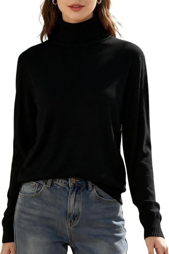 SANGTREE Women's Turtleneck Sweater Long Sleeve Casual Fall Winter Knit Pullover Sweater Top | Amazon (US)