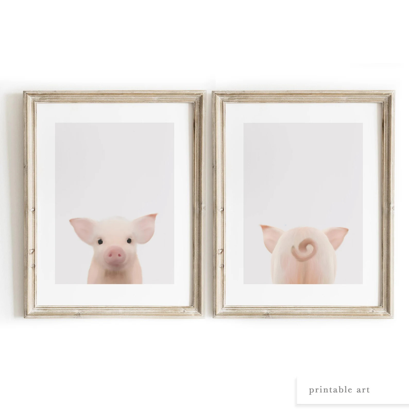 Pig Art Print Printable Wall Art Baby Farm Animal Print | Etsy | Etsy (US)