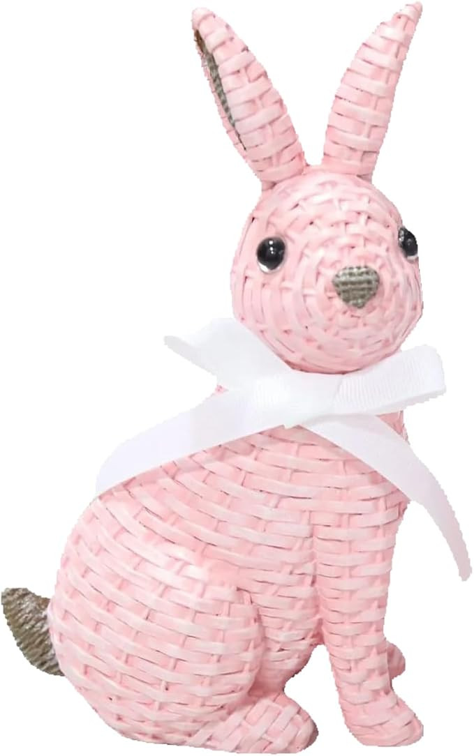 Easter Bunny Decor, Rattan Effect Resin Bunny Statue, Easter Table Decoration Spring Indoor Home ... | Amazon (US)