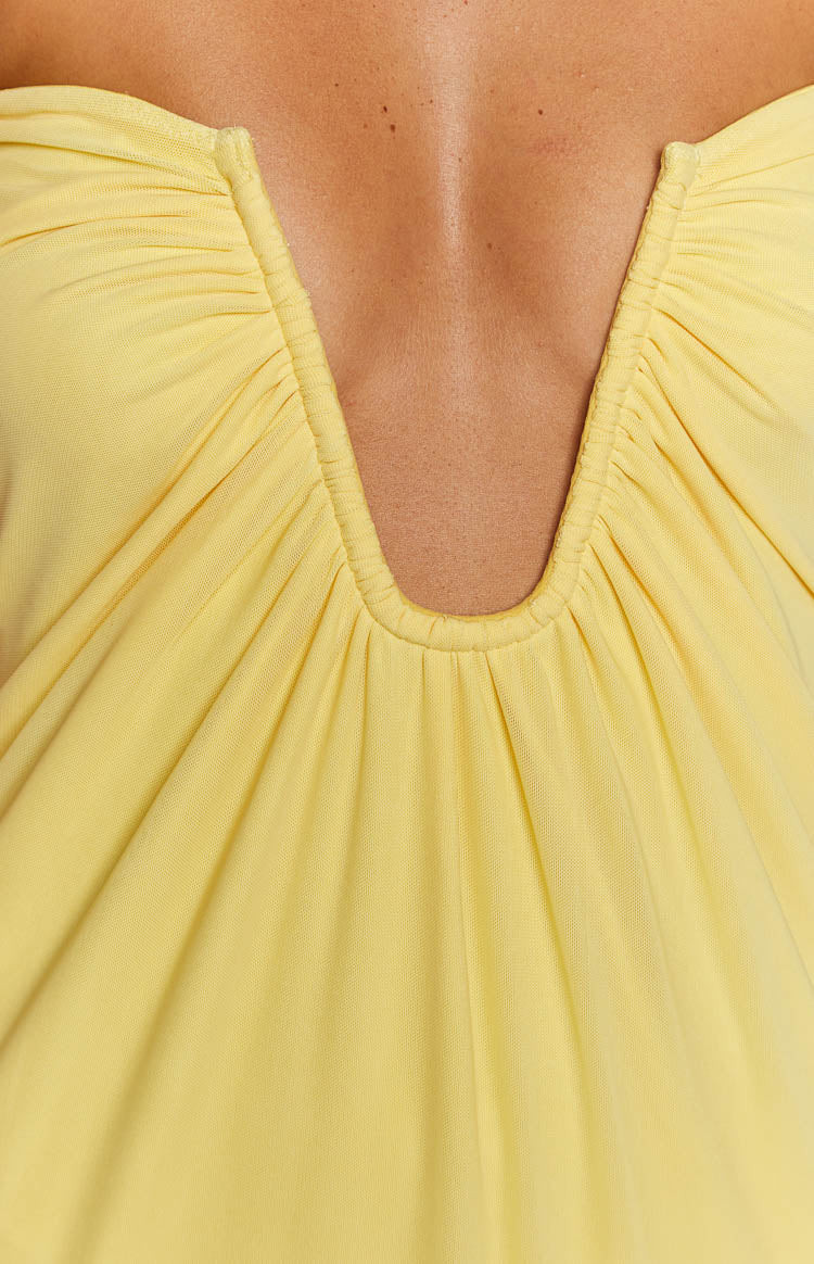 Braelyn Yellow Strapless Maxi Dress | Beginning Boutique (US)