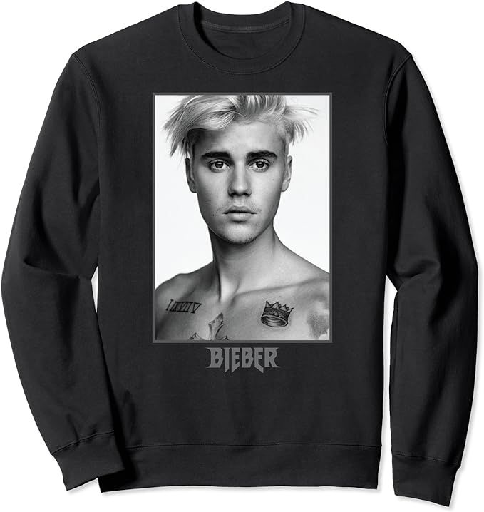 Justin Bieber Black/White Photo Sweatshirt | Amazon (US)