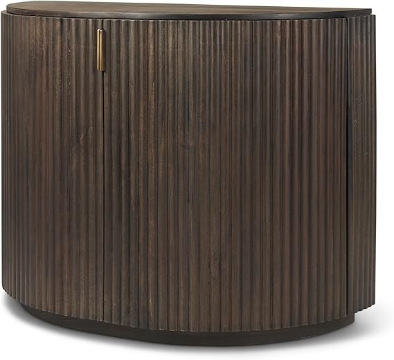 Dark Brown Solid Wood Accent Cabinet Modern Contemporary Round | Amazon (US)