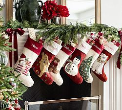 Holiday Icons Crewel Stockings | Pottery Barn (US)