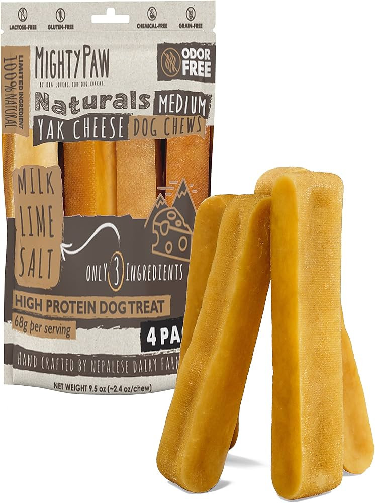 Mighty Paw Yak Cheese Chews for Dogs - All-Natural Long Lasting Pet Treats - Odorless Limited-Ing... | Amazon (US)