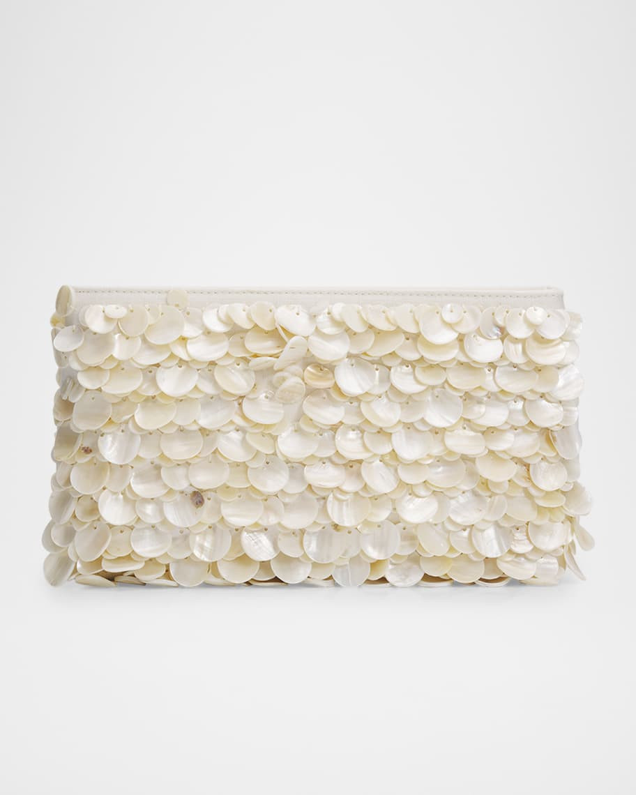 SIMKHAI Reese Seashell Leather Clutch Bag | Neiman Marcus