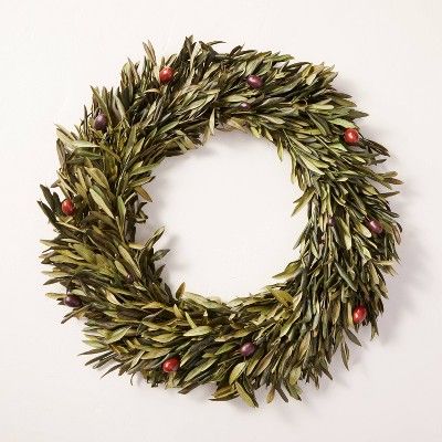 20" Preserved Olive Leaf Wreath - Hearth & Hand™ with Magnolia | Target