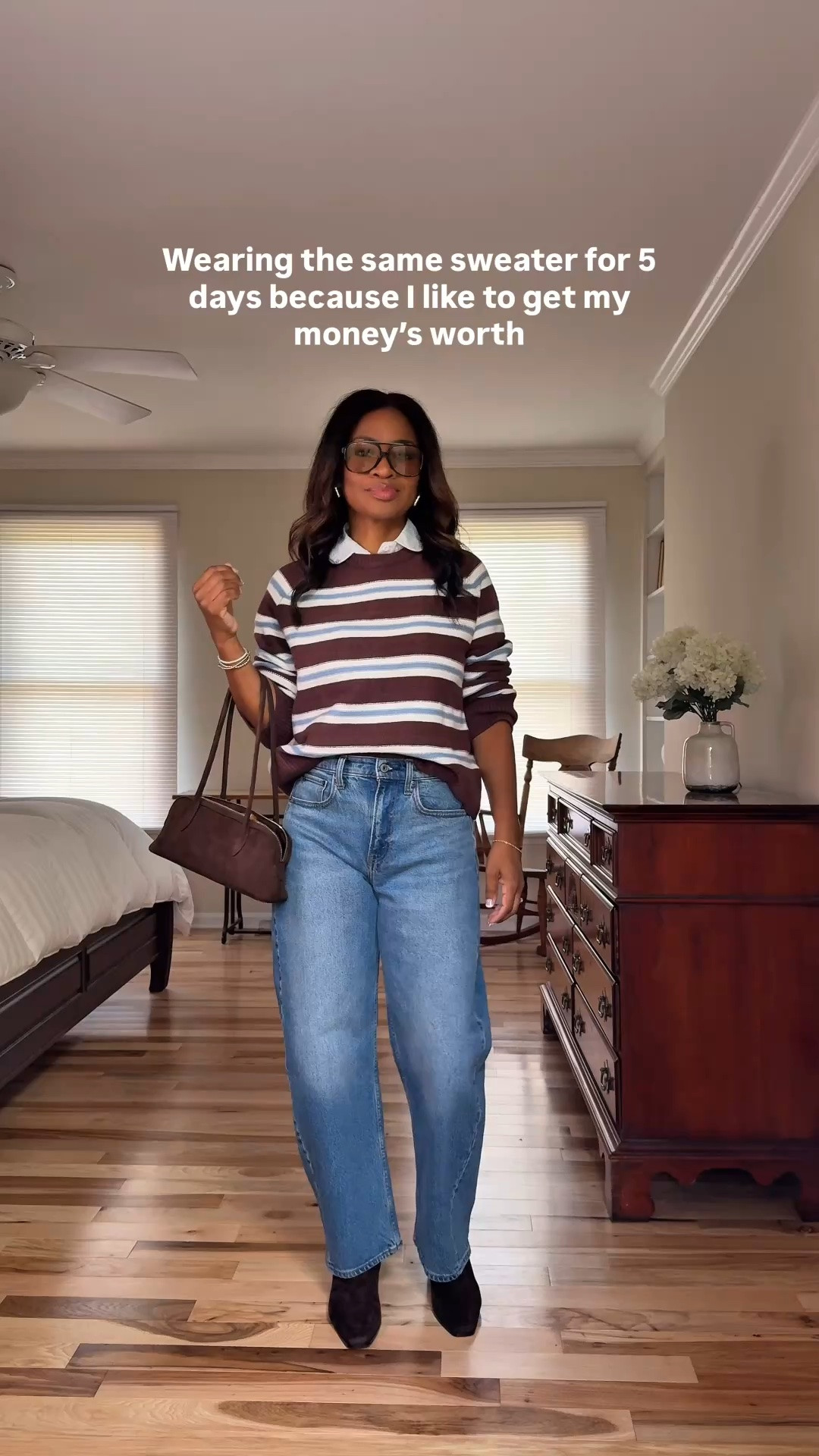 Wearing a small in the sweater. Barrel jeans are a size 27 regular. Skort is a small /4. Cuffed jeans are a 27 short. Silk pants are small. Black barrel pants are a size small. Size 1/2 down in Adidas sneakers

#LTKgrwm #LTKootd #LTKOver40