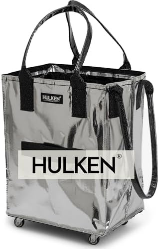 HULKEN (Medium, Silver) Reusable Grocery Bag On Wheels, Shopping Trolley, Rolling Tote, Zipper Cl... | Amazon (US)