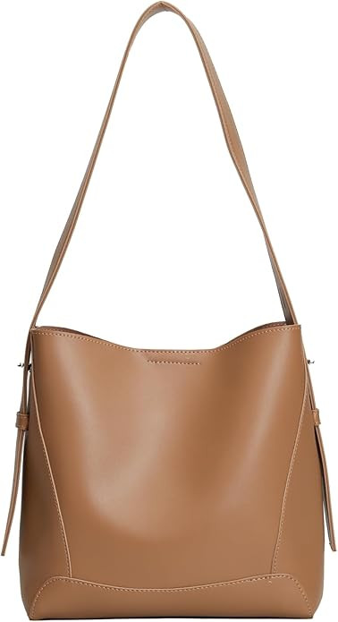 Barsine Leather Bucket Tote Purse for Women Tote Bag and Handbags Shoulder Bag with Pockets and M... | Amazon (US)