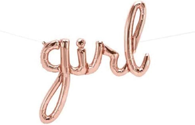 Rose Gold “Girl” Script Foil Balloon - 24” One-Piece Letters Balloon for Girl Baby Shower, ... | Amazon (US)