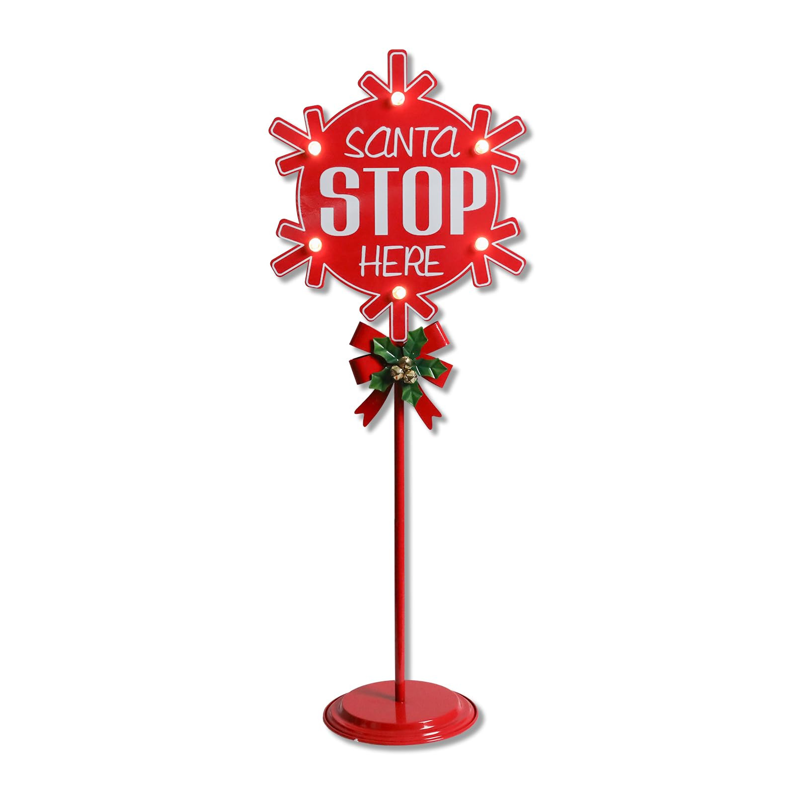Christmas Santa Stop Here Sign with LED Light Battery Operated with Timer Christmas Stop Sign wit... | Amazon (US)