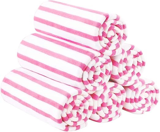 JML Microfiber Beach Towels, Quick Dry Towel Set (6 Pack, 27" x 55") - Cabana Stripe - Multi Purp... | Amazon (US)