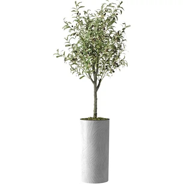 PixonSignArtificial Tree in White Marble Effect Planter, Fake Olive Silk Tree for Indoor and Outd... | Walmart (US)
