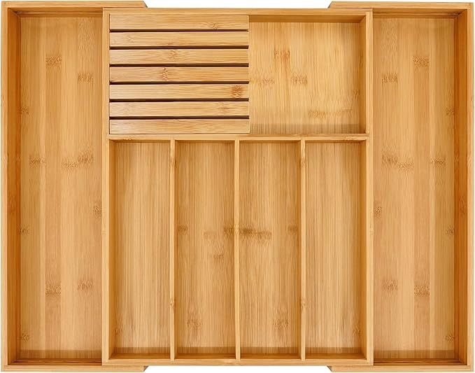 Bamboo Utensil Organizer Drawer Kitchen, Expandable Cutlery Tray with Divider | 13"-21.6" Flatwar... | Amazon (CA)