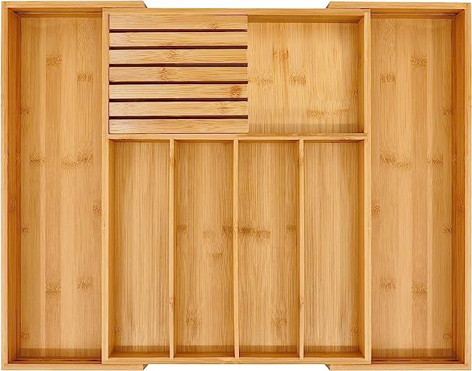 Bamboo Utensil Organizer Drawer Kitchen, Expandable Cutlery Tray with Divider | 13"-21.6" Flatwar... | Amazon (CA)