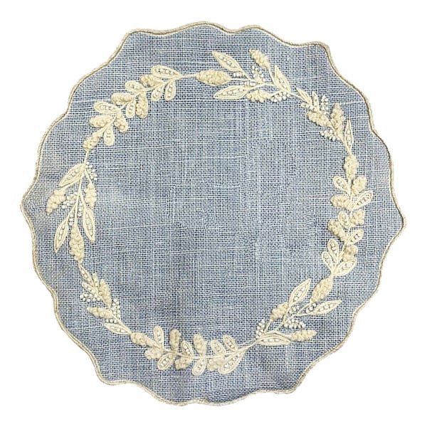 Blue Beaded Placemat with Jute Base, 15" | At Home