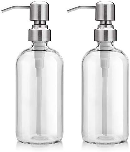 AmazerBath 2-Pack Soap Dispensers, 16 OZ Clear Glass Soap Bottles with Stainless Steel Pump Hand ... | Amazon (US)
