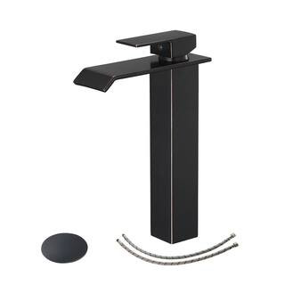 BWE Waterfall Single Hole Single Handle Bathroom Vessel Sink Faucet With Pop-up Drain Assembly in... | The Home Depot