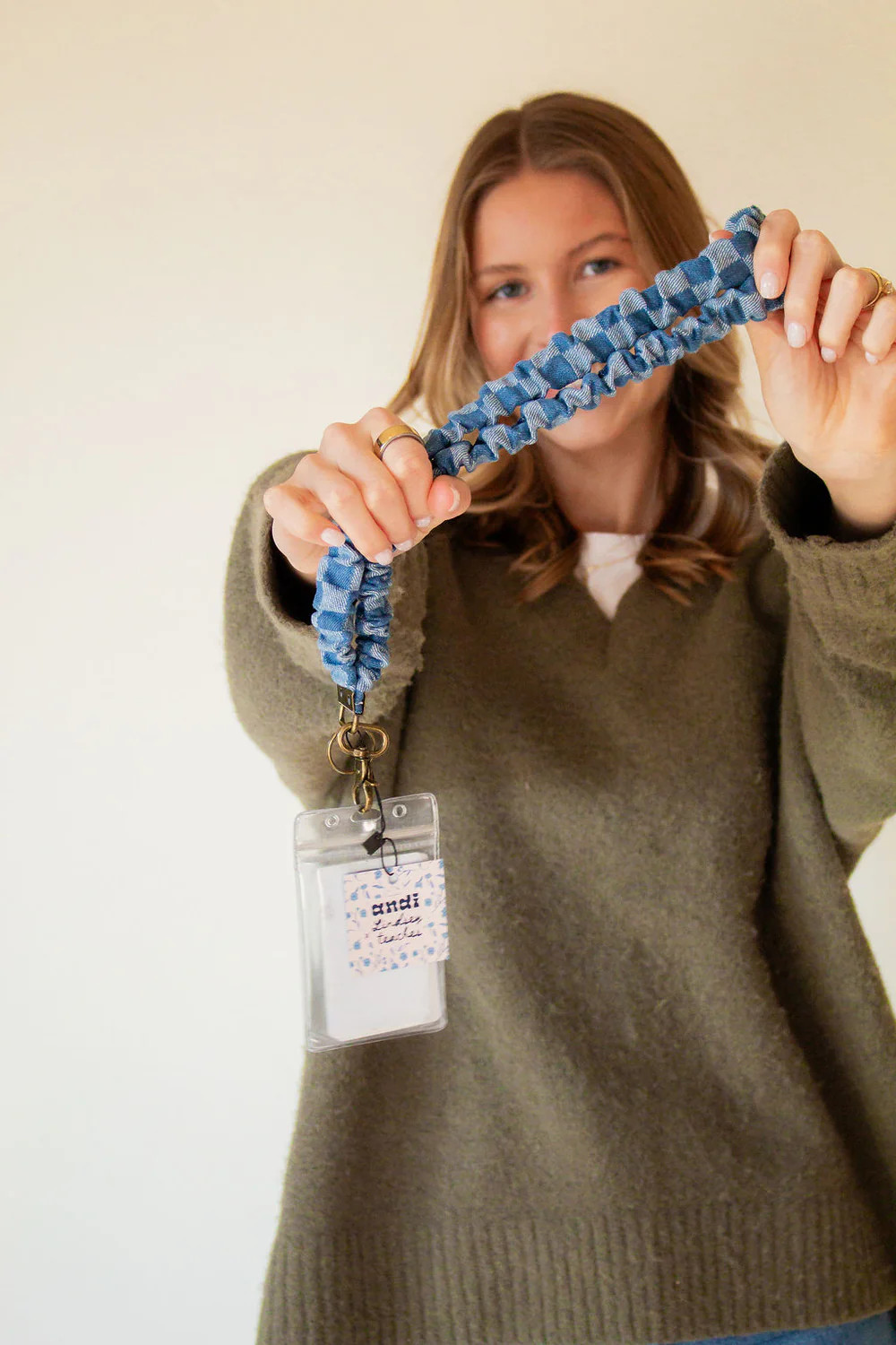 Denim Checked Lanyard | Shop Andi