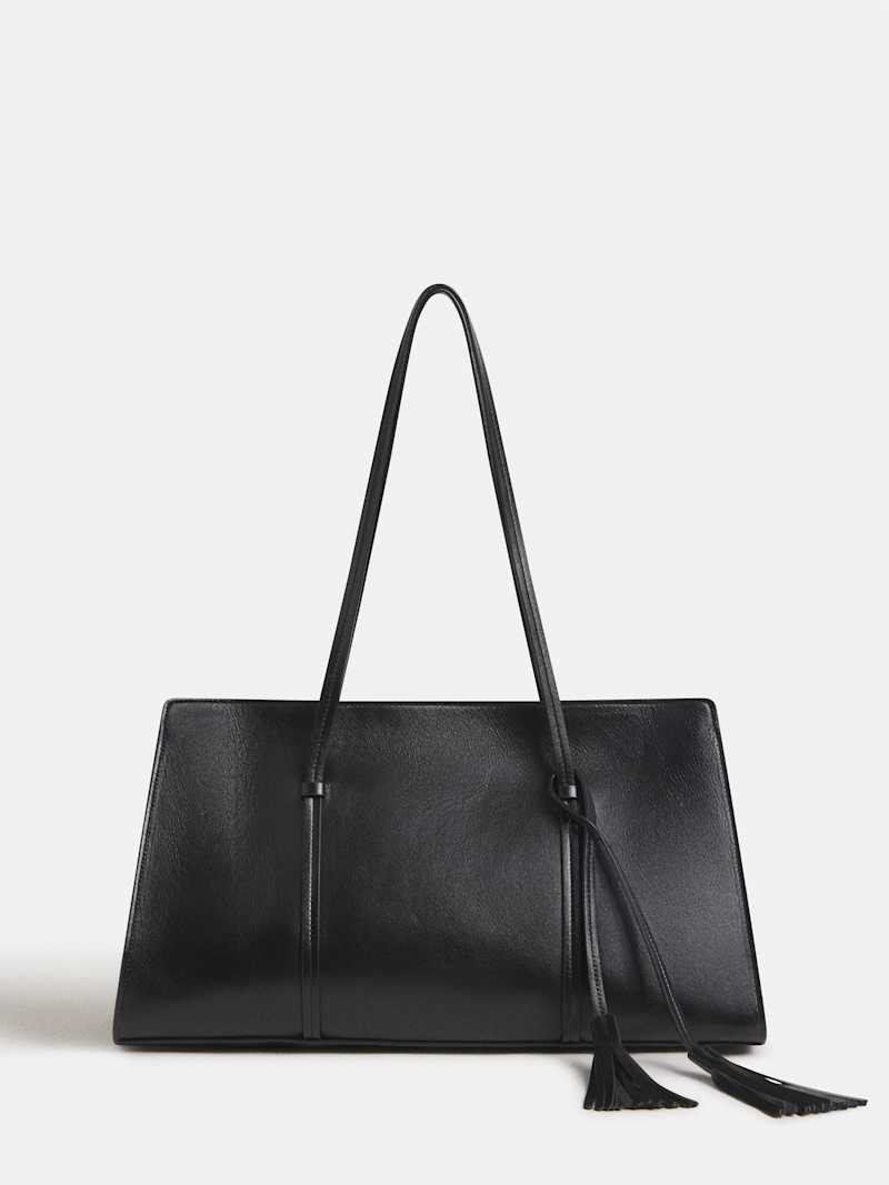 Reformation Elena Tote Bag Black Leather | Reformation (Global)